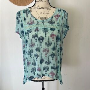 MUDD | Women’s Blue Relaxed Fit Short Sleeve Blouse Size Medium M